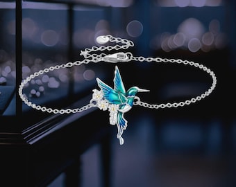Kolibriearmband 925 sterlingzilveren kolibrie-sieraden Leuke armband voor dames