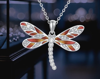 Silver Dragonfly Necklace For Women 925 Silver Dragonfly Jewelry Cross Pendant Necklace