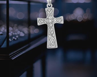 Celtic Cross Necklace For Women 925 Sterling Silver Celtic Knot Christian Jewelry