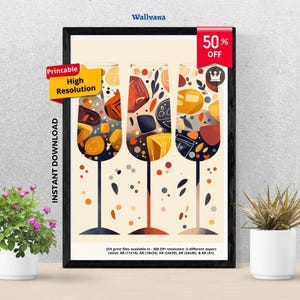 Cheers Digital Art Print | Decoração de parede de coquetel moderno | Arte de taças de champanhe para impressão para bar, cozinha e sala de jantar