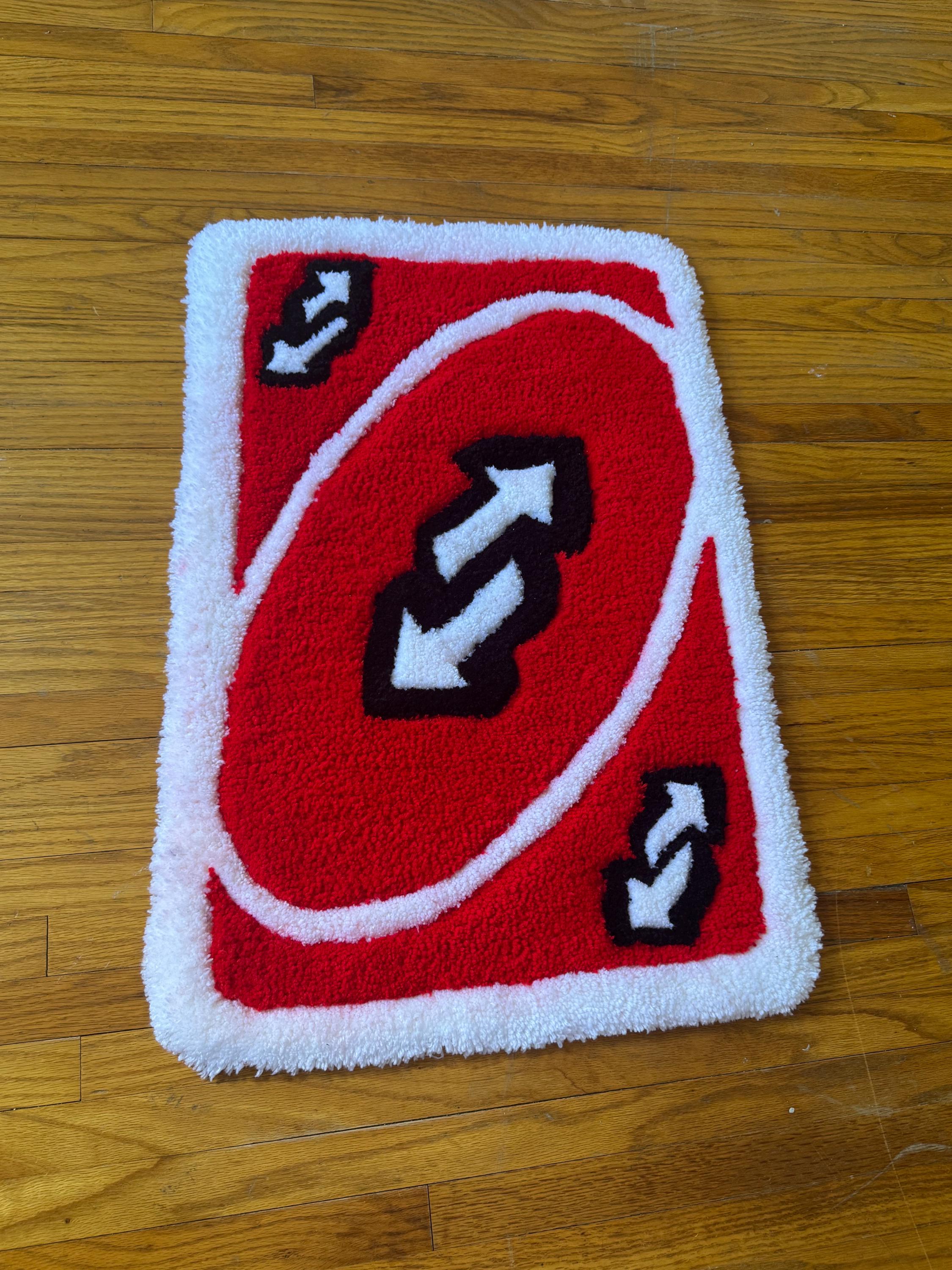 Red Reverse Card White Backround Red Reverse Card Tufted Rug - Etsy