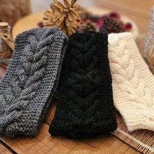 Hand Knitted Headband, Cable Knit Headband, Head Warmer, Ear Warmer made in Aran yarn by: VibrantWraps
