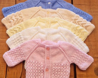 Hand knitted cardigan and hat set, 0-9 months, baby shower, birthday, new born gift