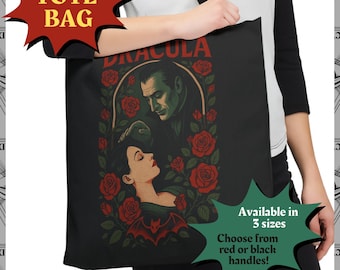 Romantic Dracula Tote Bag Vampire Gothic Halloween Shoulder Bags Roses Bats Nosferatu Candy Bag Vamp Goth