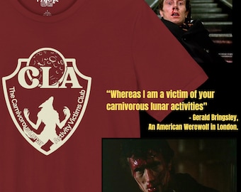 American Werewolf in London T-Shirt The Carnivorous Lunar Activity Victims Club Shirt Full Moon Tee Retro Horror Tee 80s Werewolves Cryptid