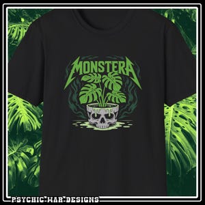 Camiseta de planta Monstera, camiseta de planta heavy metal, camiseta de calavera, punk grunge, divertida, mamá y papá de plantas
