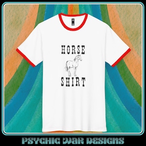 Horse Shirt Retro Ringer Tee, 1970s Inspired T-Shirt 70s Rock Humor Curse Swear Music Funny Cheeky Swearing Gift For Him Her Metal Vintage