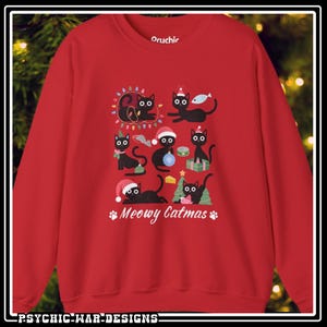 Meowy Catmas Christmas Sweatshirt Funny Cats Sweater Crewneck Sweater Christmas gift for Cat Lover Christmas Sweater Holiday Santa Paws