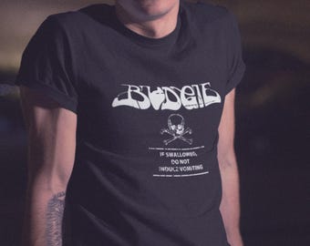 Budgie T-Shirt Heavy Metal Shirt NWOBHM Stoner Rock Band Album Cover Unisex Tee If Swallowed Do Not Induce Vomiting Skull Crossbones
