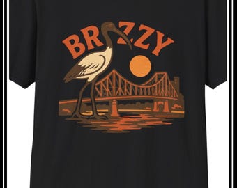 Retro Brisbane Story Bridge T-Shirt Brizzy Bin Chicken Funny TShirt Ibis Souvenir Shirt Australia Skyline Travel Funny Gift for Him Her