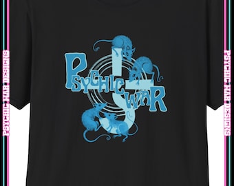 Psychic War Rats T-Shirt, Blue Rat Design on BOC Symbol Rock Goth Magick Band Shirt Unique Gift for Him Her Heavy Metal 70s