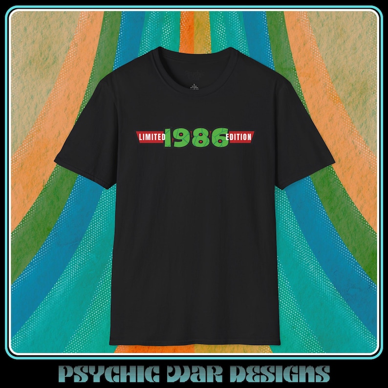 40th Birthday T-Shirt, 1986 Retro Ltd Edition Tee Forty Birthday Shirt 90s Cartoon Tee Ninja Turtle TMNT Gift For Him Her Nostalgia Party