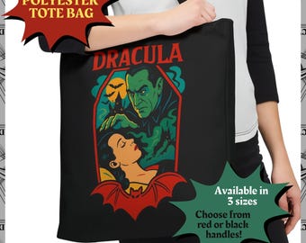 Dracula Tote Bag Gothic Vampire Book Bag Vintage Horror Movie Tote Halloween Gift Dark Academia Shopper Gothic Accessory