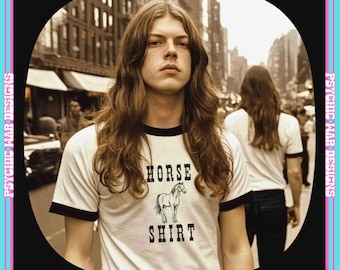 Horse Shirt Funny Horse Lover 1970s Tee Retro Ringer T Shirt Equestrian Gift Minimalist Horse Shirt Western Humor Graphic Top 70s style tee