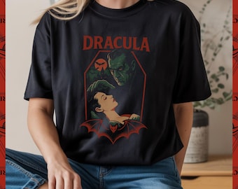 Classic Dracula T-Shirt Vintage Horror Tee Gothic Dark Romance Shirt Vintage Aesthetic Rock Punk Style