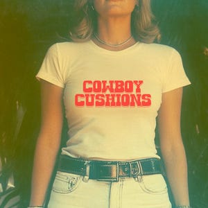 Cowboy Cushions Baby Tee, Cowgirl Summer Shirt Girly Western Crop Cute Cowgirl Flirty Sassy Country Concert Outfit Y2k T-shirt Rodeo Shirt
