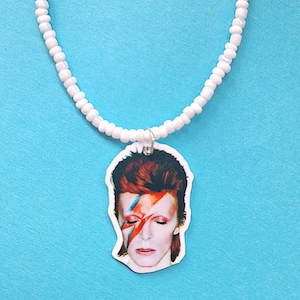 David Bowie Inspired Necklace,Sterling Silver Bowiecore Jewelry,70s 80s Retro Nacklace,Music Fan Gift,Glam Rock Jewellery.Kawaii Necklace.