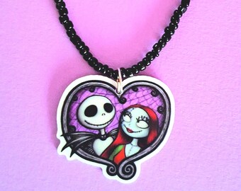 Dark Fantasy Movie nspired Heart Necklace Handmade-Goth Halloween Alt kawaii Necklace-Cute Emo Goth Choker-Harajuku,Alt Girl Horror Jewelry