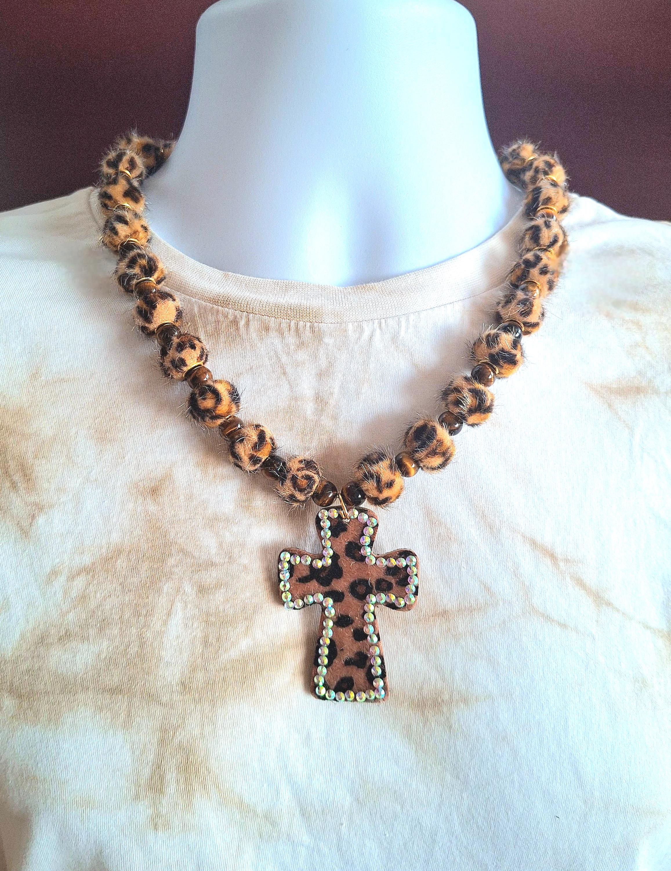 00s cross necklace leopard ヒョウ柄 y2k グランジ 00s キラキラ ラメ 