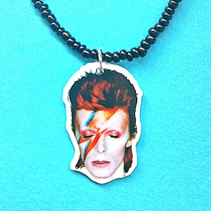 David Bowie Inspired Necklace,Sterling Silver Bowiecore Jewelry, 70s 80s Retro Nacklace, Music Fan Gift, Glam Rock Jewellery,Kawaii Necklace