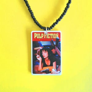 90s Pulp Fiction Inspired Necklace,Cult Movie Beaded Necklace,Tarantino Fan Gift,Retro Jewelry,Kitsch Aesthetic,Kawaii Necklace,Emo Necklace