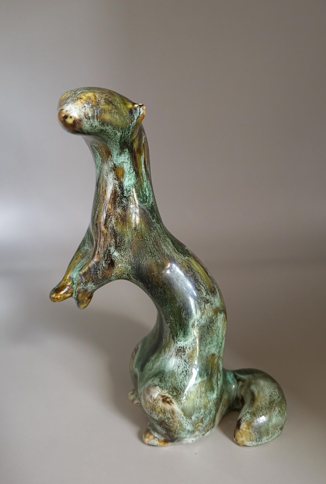 Vintage Studio Pottery Ferret Figurine, Mid Century Ceramic Weasel ...