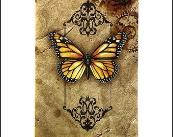 Monarch Butterfly Card /Butterfly Card /Boho Butterfly Card / Monarch Greeting Card / Butterfly Stationery / Blank Butterfly card 5 x7
