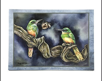 Bird card 5 x 7 / Blank Bird Greeting Card / Hummingbird Card / Watercolor Bird / Tropical Bird Card / Exotic Bird Card / Rainforest Bird