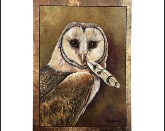 Barn Owl Greeting Card / Owl Blank NoteCard / Blank Note Cards with Envelopes Nature / Owl Lovers / Barn Owl Illustration