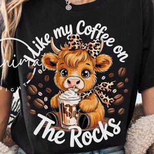 Highland Cow Coffee PNG: Funny Cowgirl Shirt Graphic (Digital Download