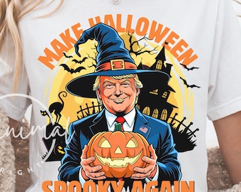 Funny Trump Halloween PNG: Retro Political Pumpkin Clipart (Digital Download