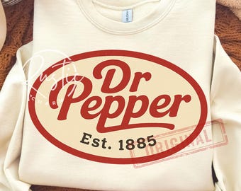 Vintage Dr Pepper Est. 1885 PNG Bundle, Retro Soda Lover Sublimation, Classic Cola Label Clipart, Pop Culture Digital Download