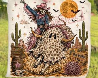 Retro Pink Skeleton Cowgirl Coquette Western Halloween PNG, Rustic Ghost Longhorn Sublimation, Spooky Cowgirl Rodeo Clipart