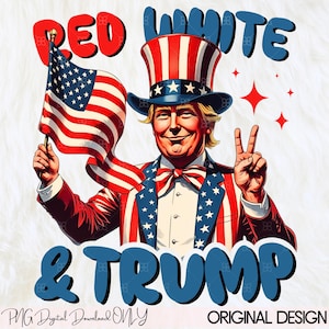 Zabawny patriotyczny obrazek Trumpa PNG: Clipart z okazji 4 lipca (pobranie cyfrowe)