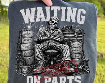Retro Skeleton Diesel Waiting On Parts Mechanic PNG Bundle, Funny Auto Repair Sublimation, Garage Tools Wrench Meme Clipart