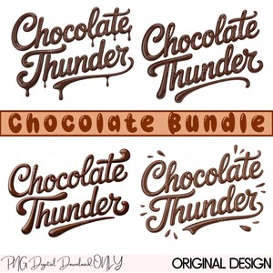 Dripping Chocolate PNG Bundle, Dessert Font Sublimation, Cocoa Lettering Digital Download