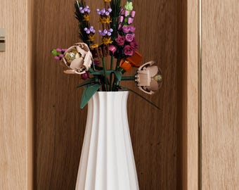 Moderne stijlvolle zandlopervaas voor legobloemen, matte afwerking, minimalistisch decor voor woonkamer, gedroogde bloemen of huwelijkscadeau of jubileum