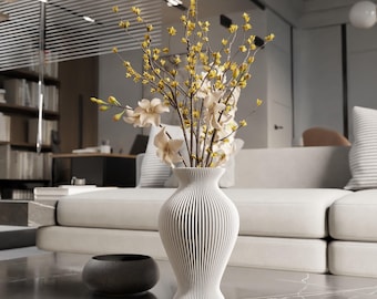Moderne gerippte Vase perfekt für Lego oder Trockenblumen, mattes Finish, minimalistisches Dekor für Wohnzimmer, Geschenk für neues Zuhause oder Blumenliebhaber