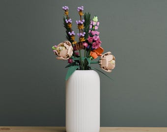 Weiße Vase für Lego oder getrocknete Blumen, Vase mit mattem Finish, Weihnachtsminimalist-Dekor für Wohnzimmer, neues Zuhause oder Hochzeit