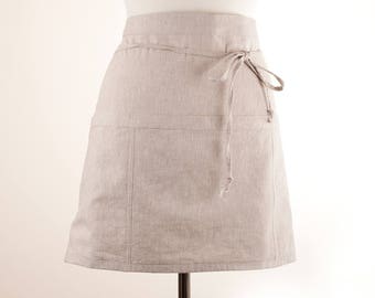 Linen Apron, Bistro Apron, Half Apron. 100% Linen. Mix-Natural Color. Flax. Unisex.