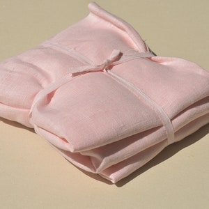 Pink color Linen fabric scraps. image 2
