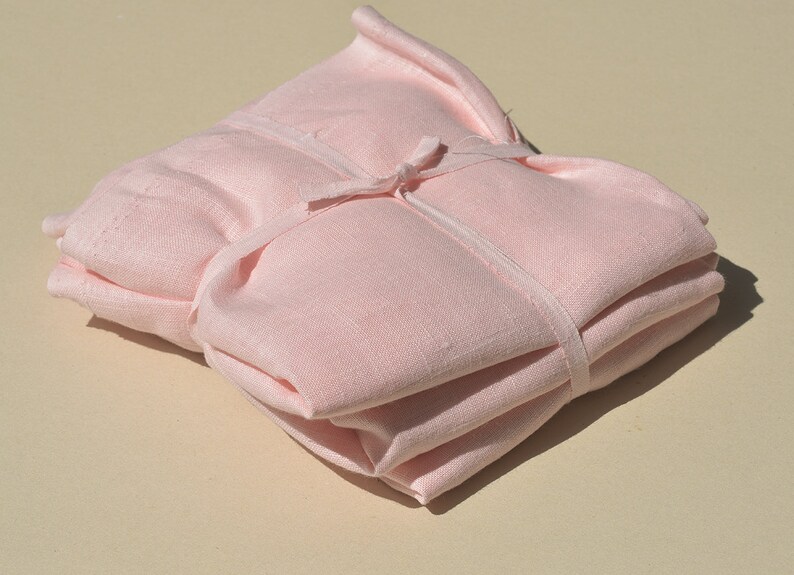 Pink color Linen fabric scraps. image 2