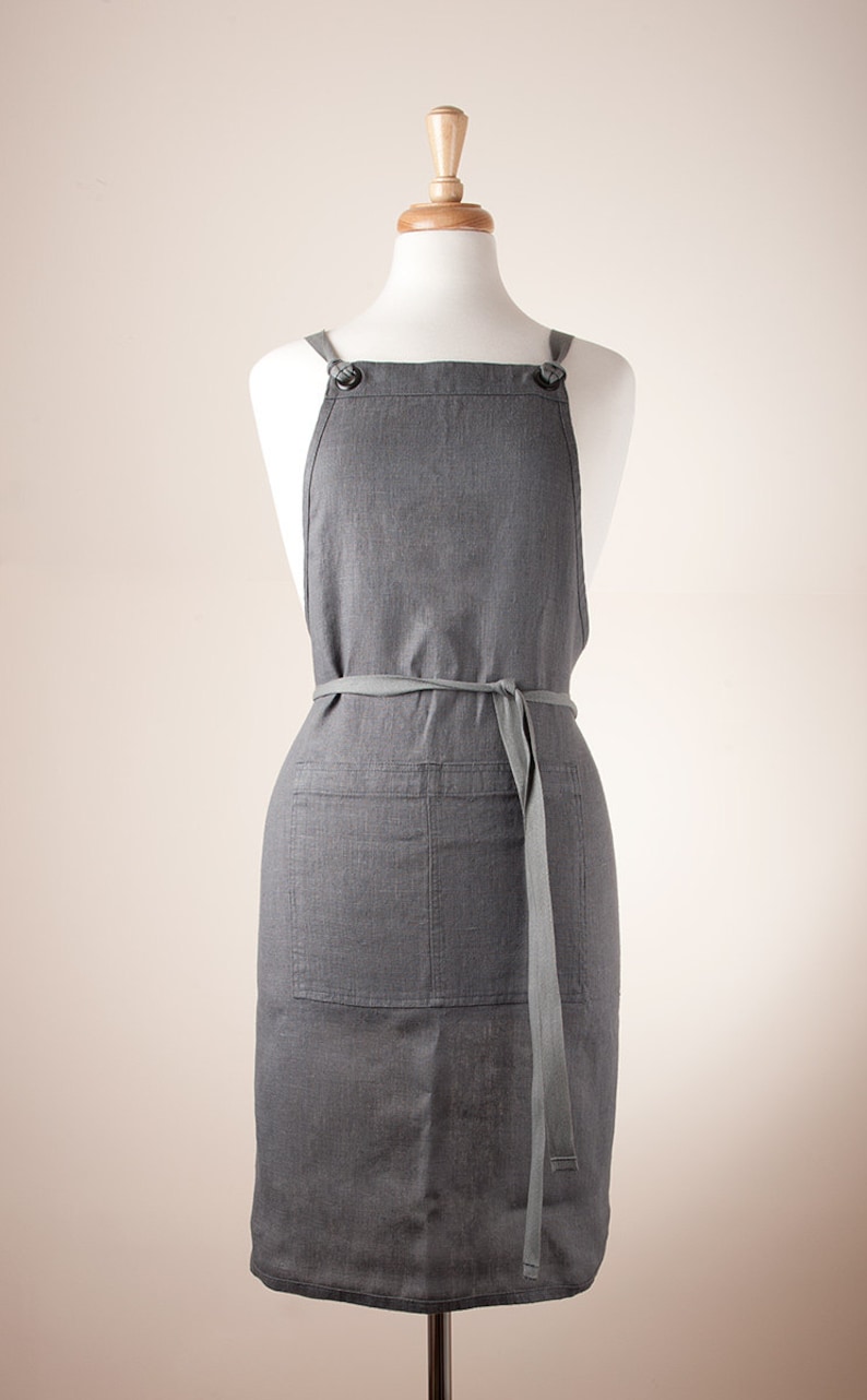 Linen Apron Full Apron. 100 medium weight Linen. GRAPHITE Etsy