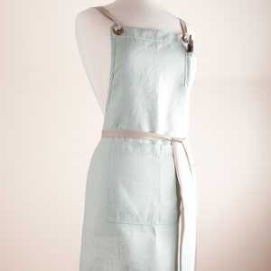 Linen Kitchen Apron: Adjustable Waistband, Medium Weight