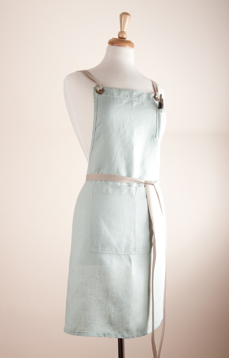 Linen Apron, Full Apron, Medium weight Natural Linen image 1