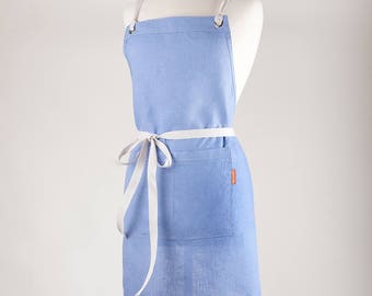 Linen Apron, Handmade Full Apron. 100% medium weight Linen. WISTERIA color.