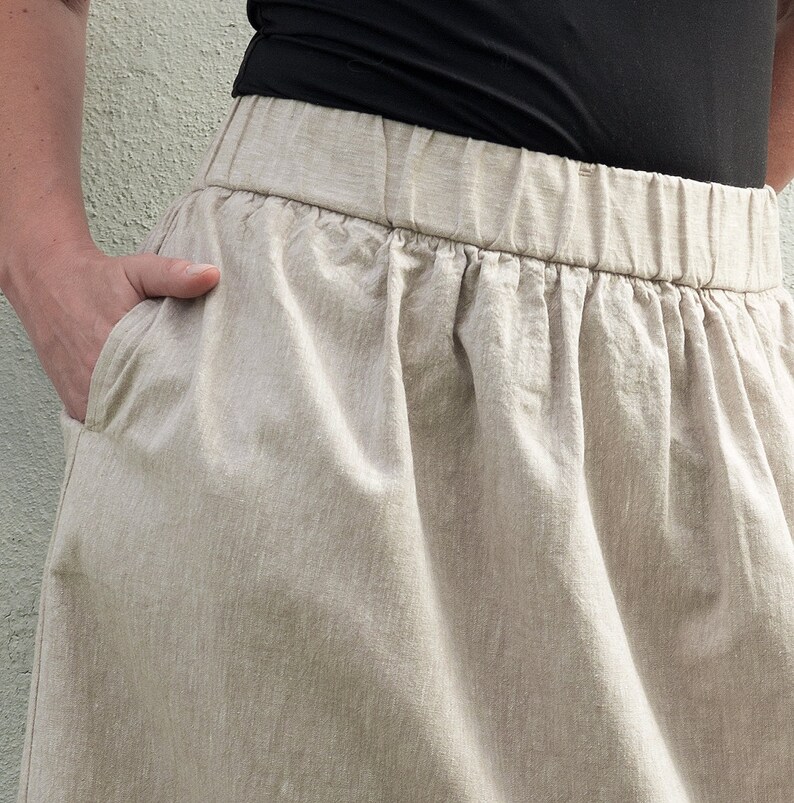 Linen Skirt With Elastic Waistband. Mix-natural Color Linen. - Etsy