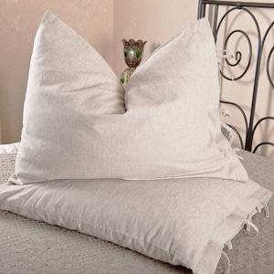 linen pillowcase with ties. Linen pillow cover. Linen sham.