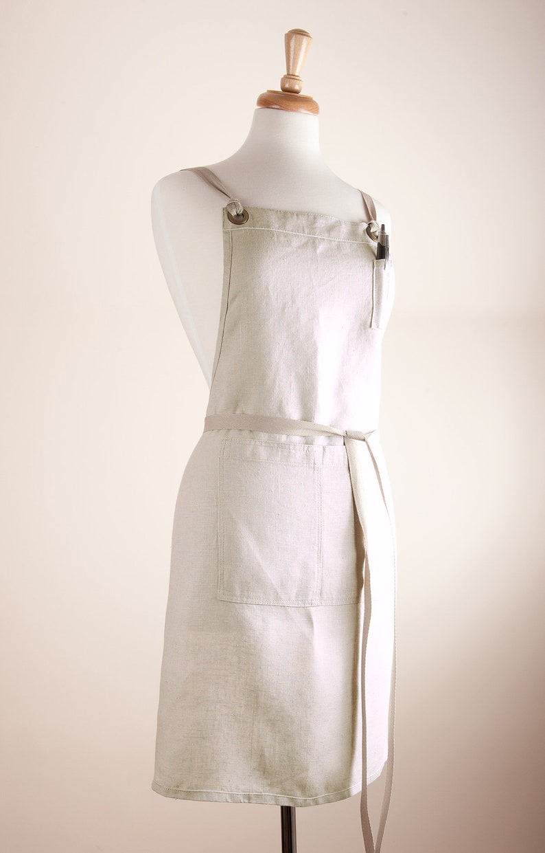 Linen Apron, Full Apron, Medium weight Natural Linen image 7