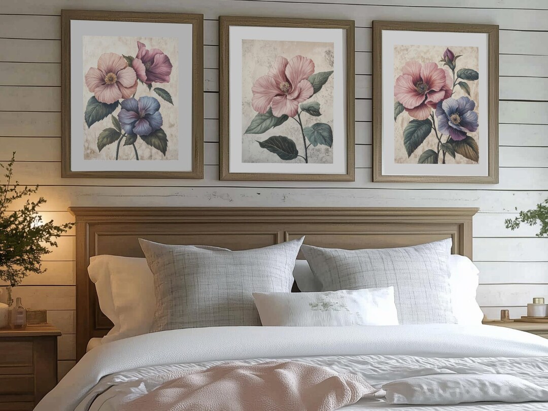 Vintage Botanical Art Print Set of 3 Cottagecore Wall Art Nature ...